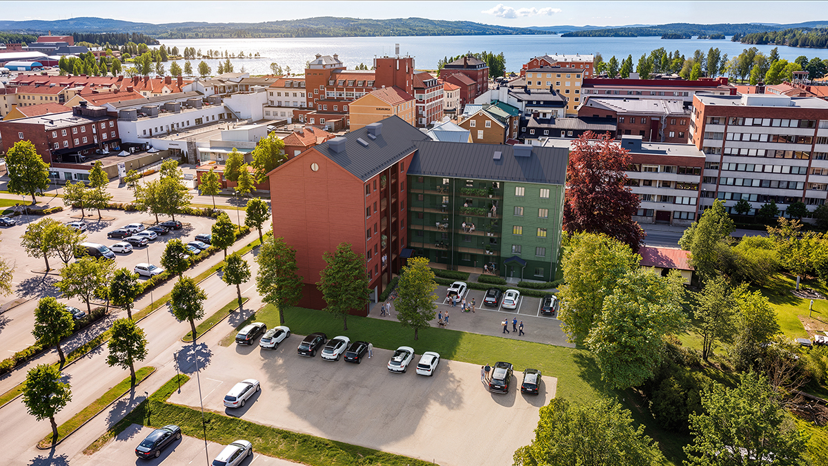 Kvarteret Carla sett från ovan med Väsman i bakgrunden